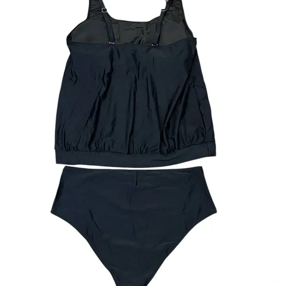 Yonique Women's 2 Piece Black Tankini Modest Loose fit Swimwear Size: 20 Plus - Picture 4 of 7